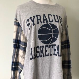 Syracuse Reworked Flannel Sleeve Top
